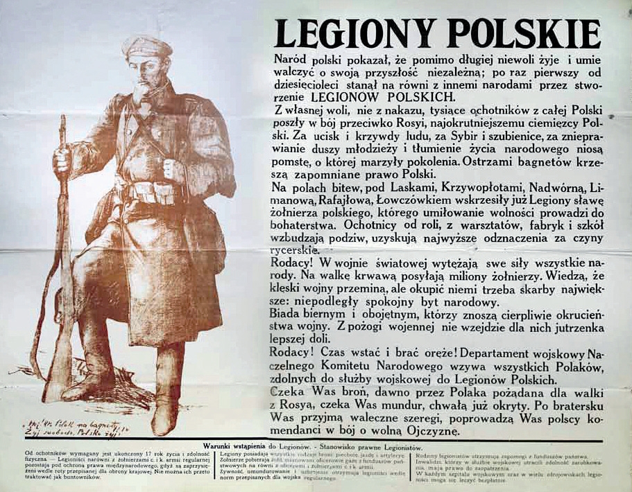 Afisz promujący akcję werbunkową do Legionów Polskich, 1915 r.